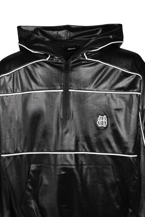 PIPING COATING HALF ZIP HOODIE / BLK