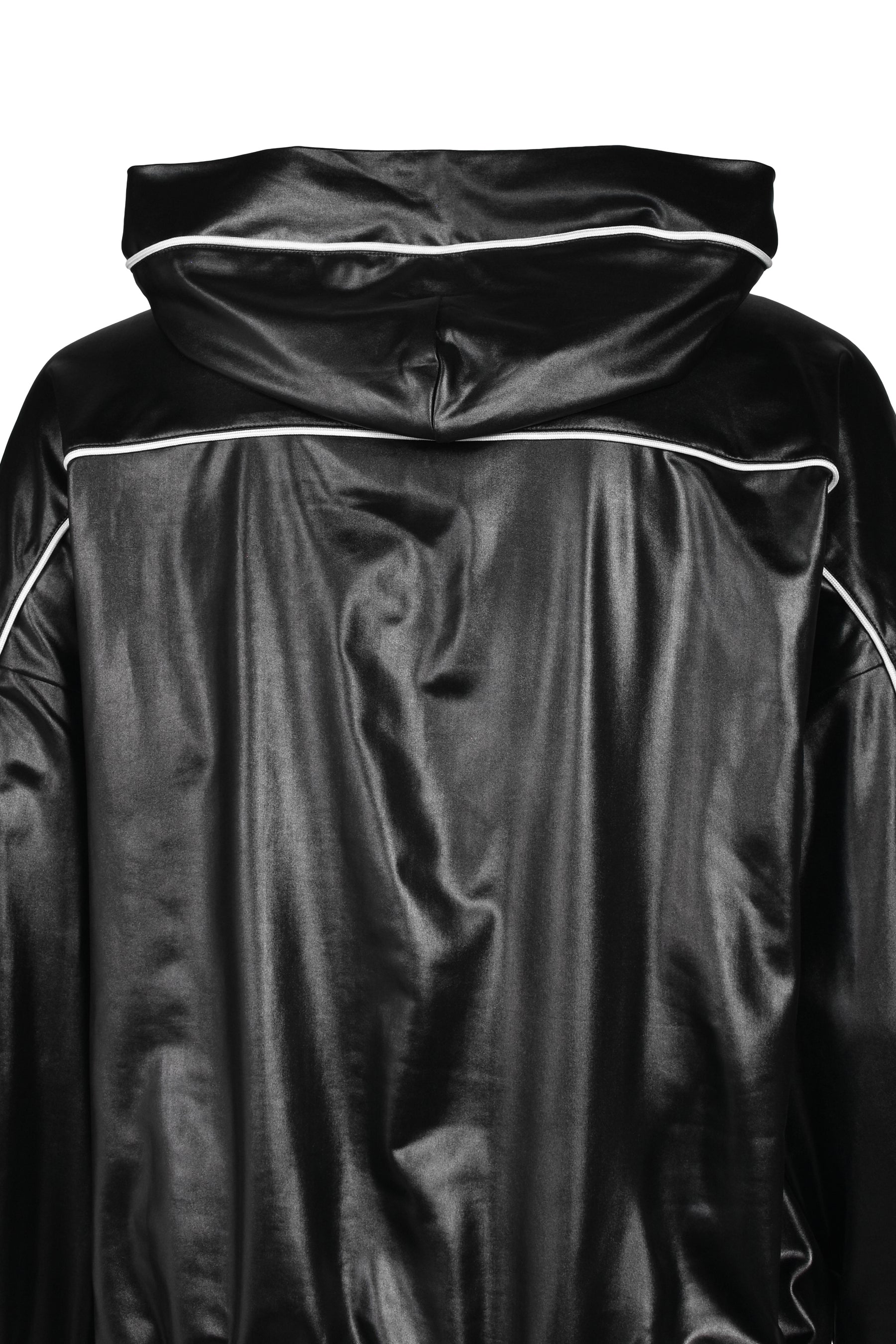 PIPING COATING HALF ZIP HOODIE / BLK
