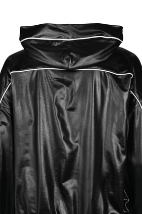 PIPING COATING HALF ZIP HOODIE / BLK