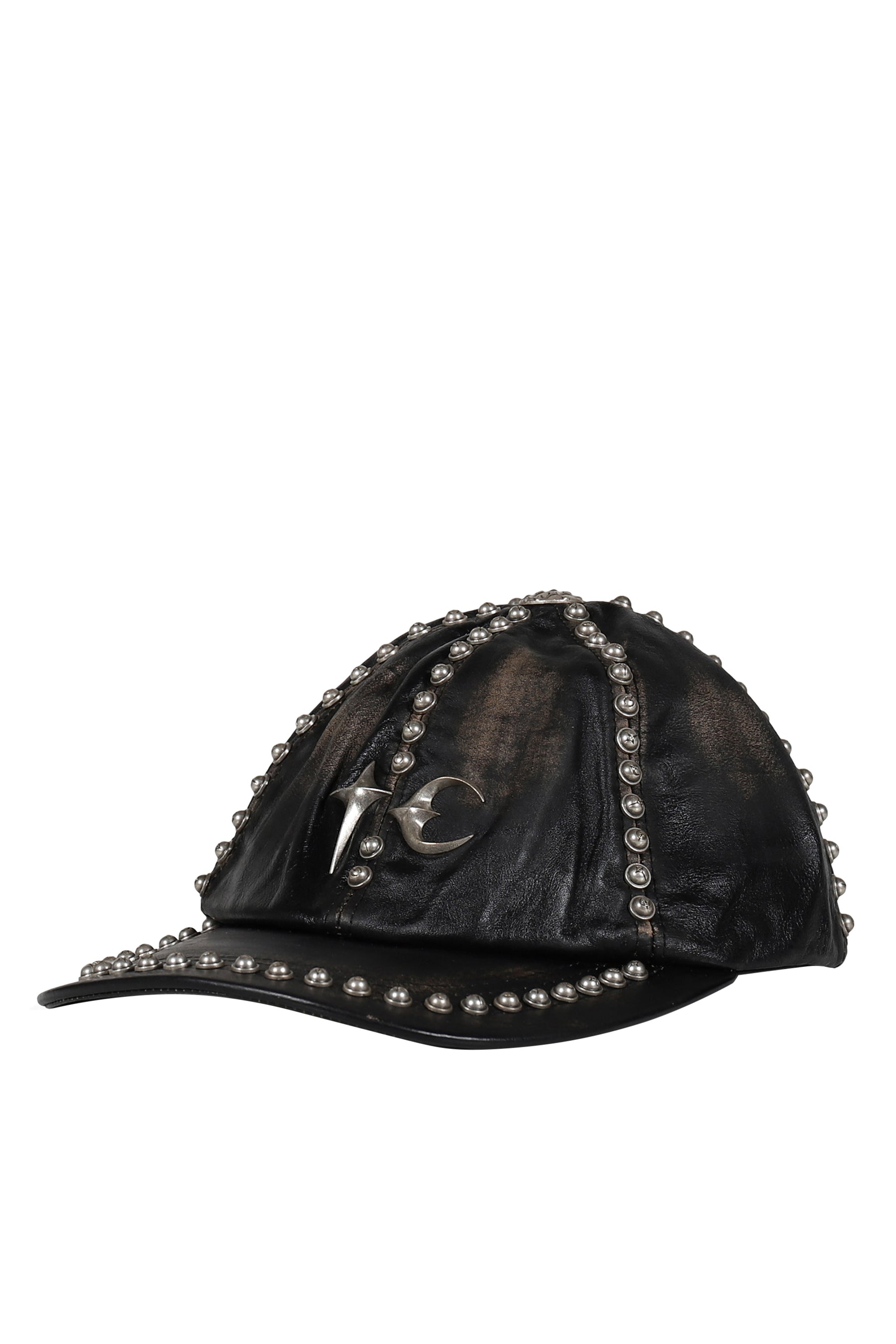 Thug Club サグクラブ FW25 STUDDED WASHED LEATHER CAP / BLK