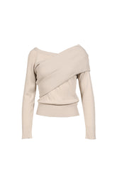 ONE-SHOULDER RIBBED KNIT / BEG