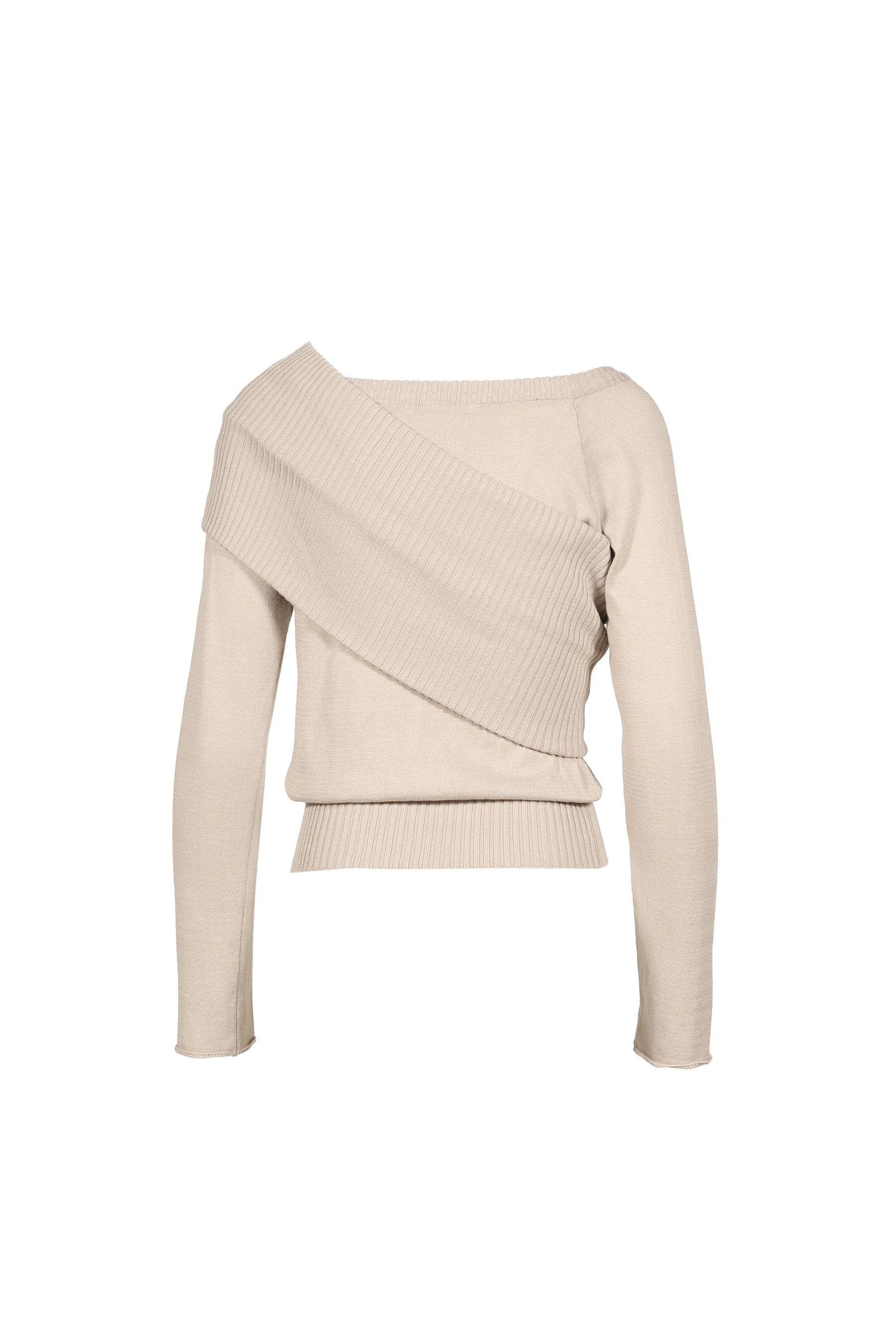 ONE-SHOULDER RIBBED KNIT / BEG