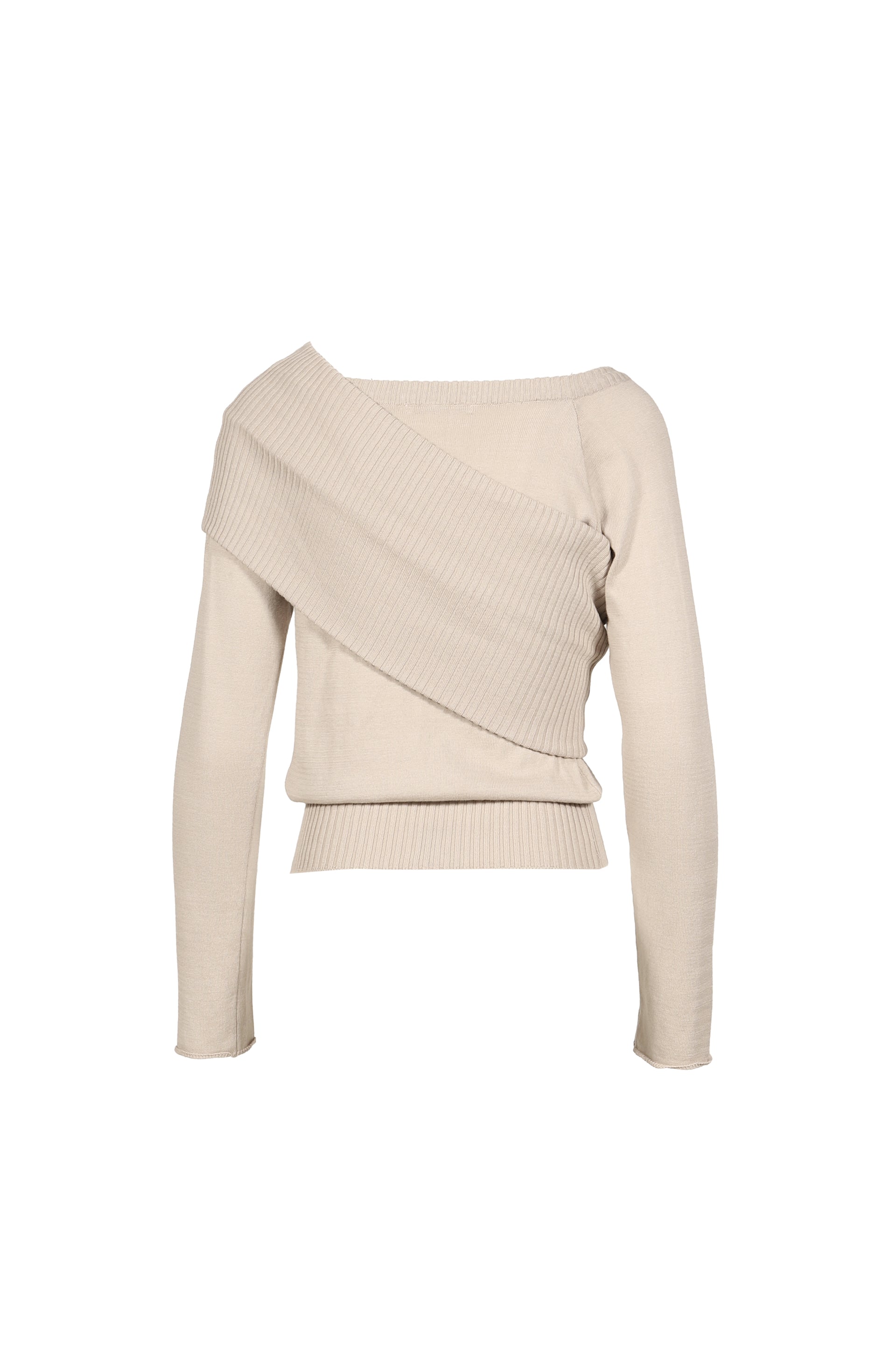ONE-SHOULDER RIBBED KNIT / BEG