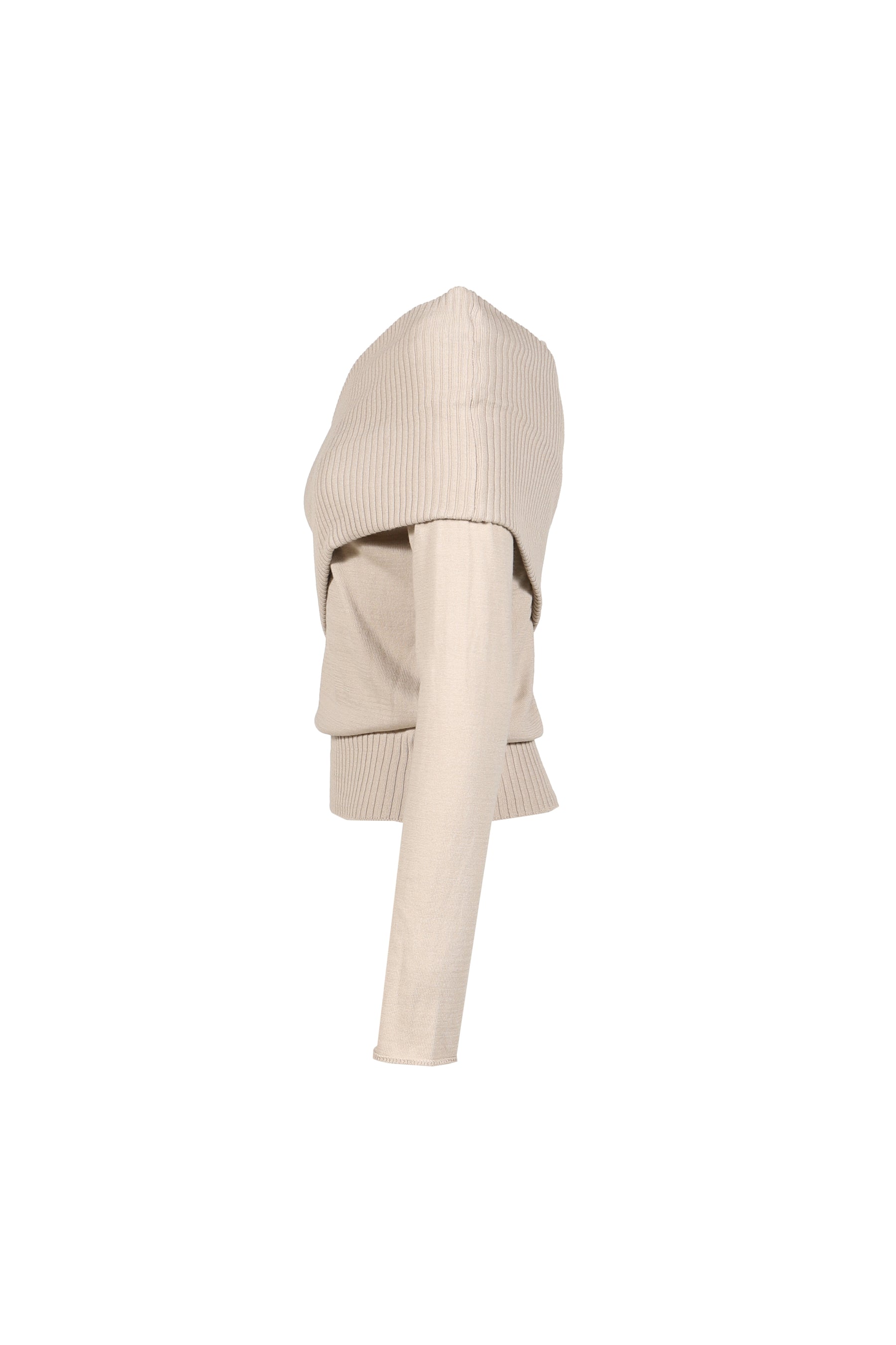 ONE-SHOULDER RIBBED KNIT / BEG