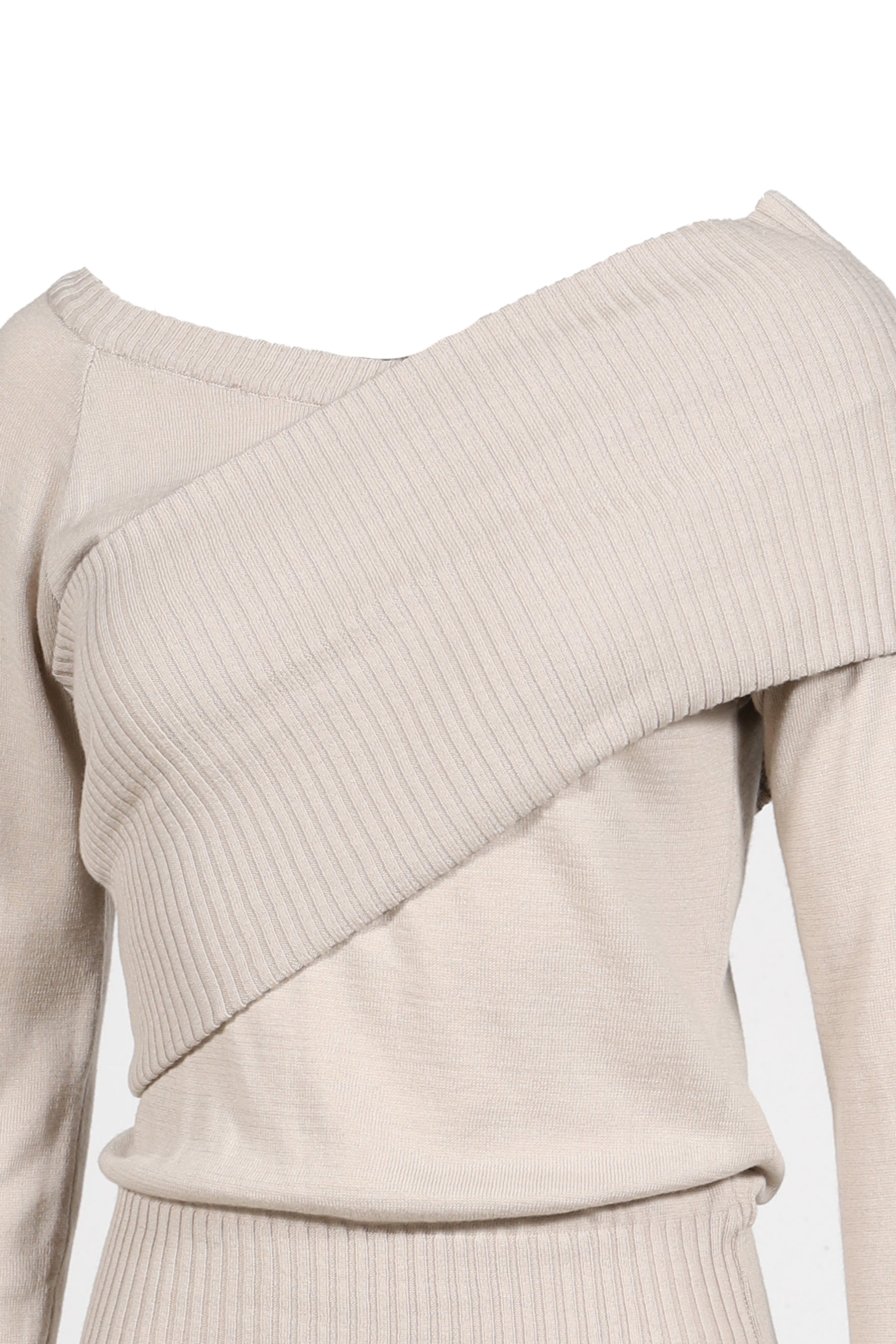 ONE-SHOULDER RIBBED KNIT / BEG