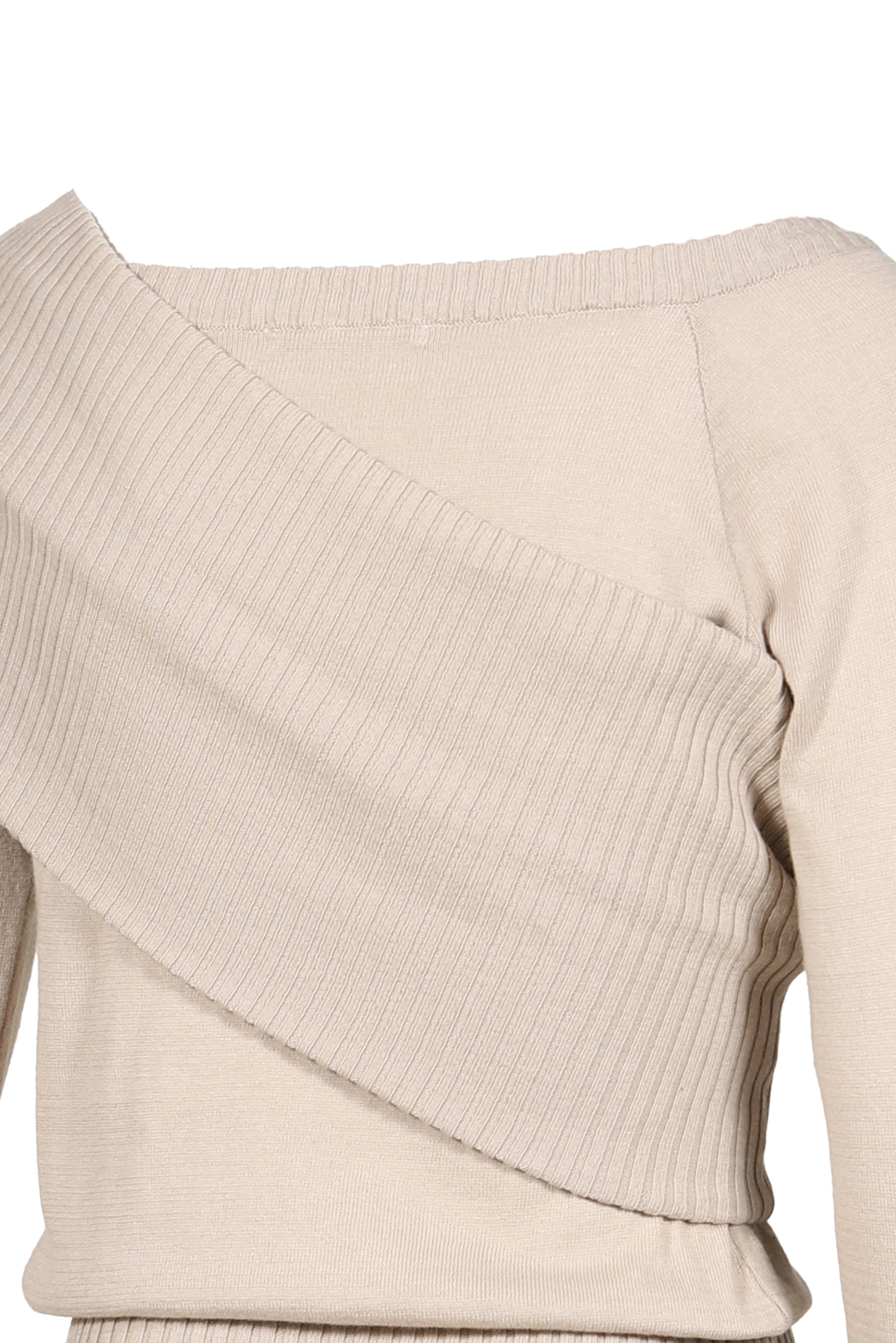 ONE-SHOULDER RIBBED KNIT / BEG