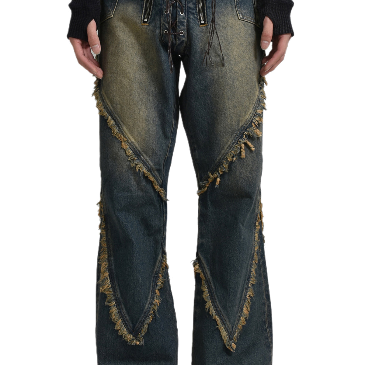 JUN/NAKAYAMA FW24 FRINGE DENIM PANTS / IND - NUBIAN