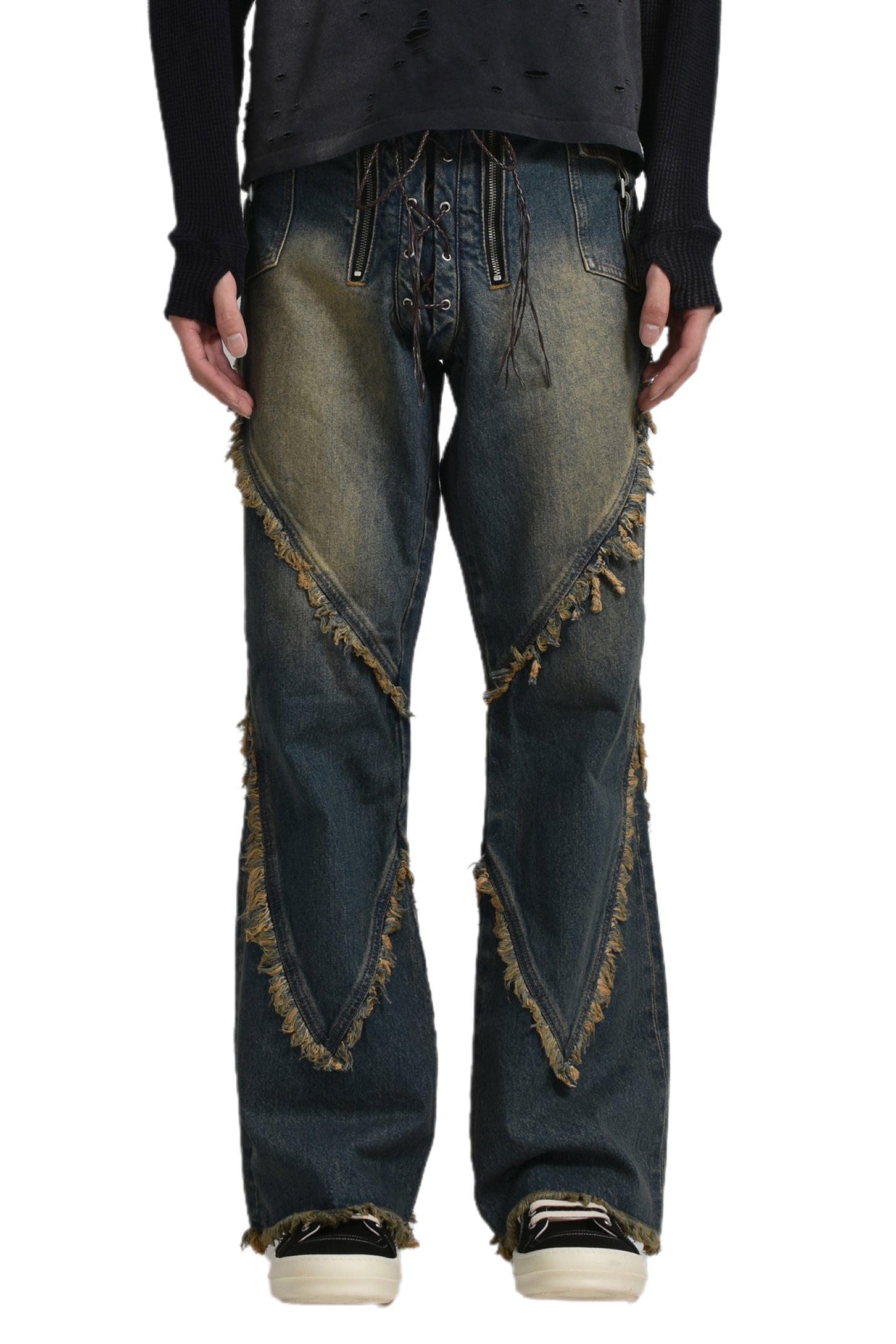 FRINGE DENIM PANTS / IND