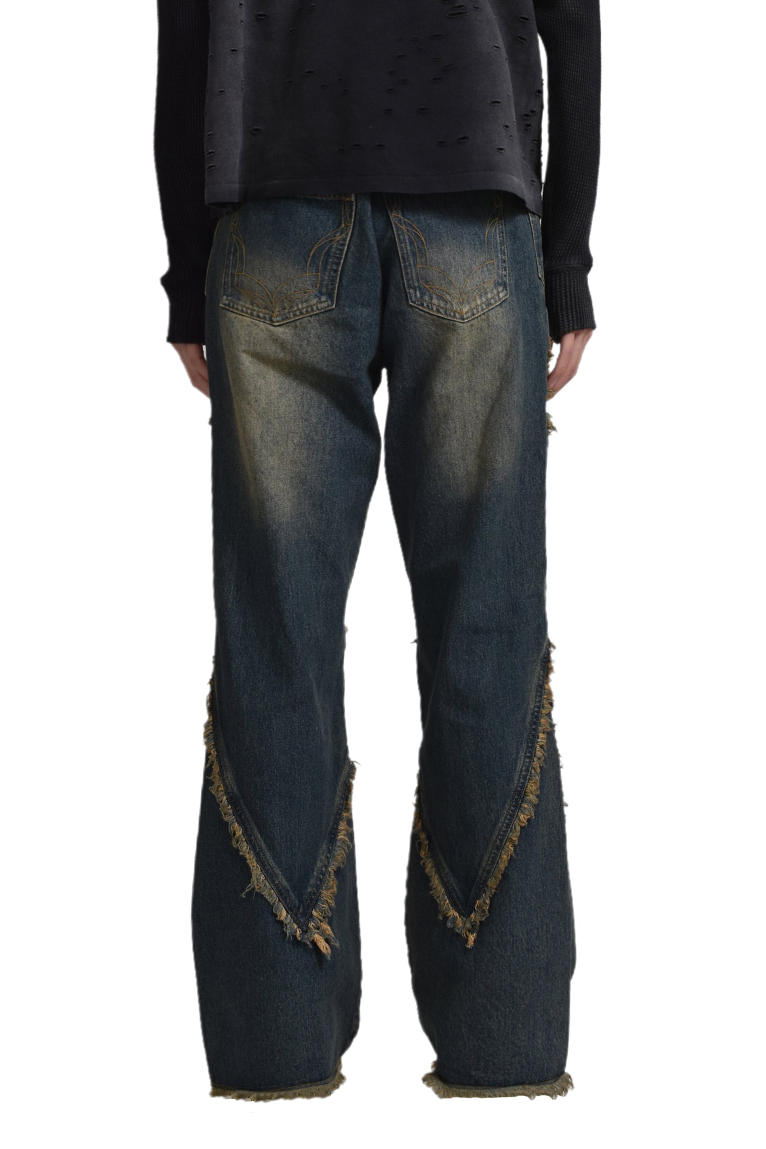 FRINGE DENIM PANTS / IND