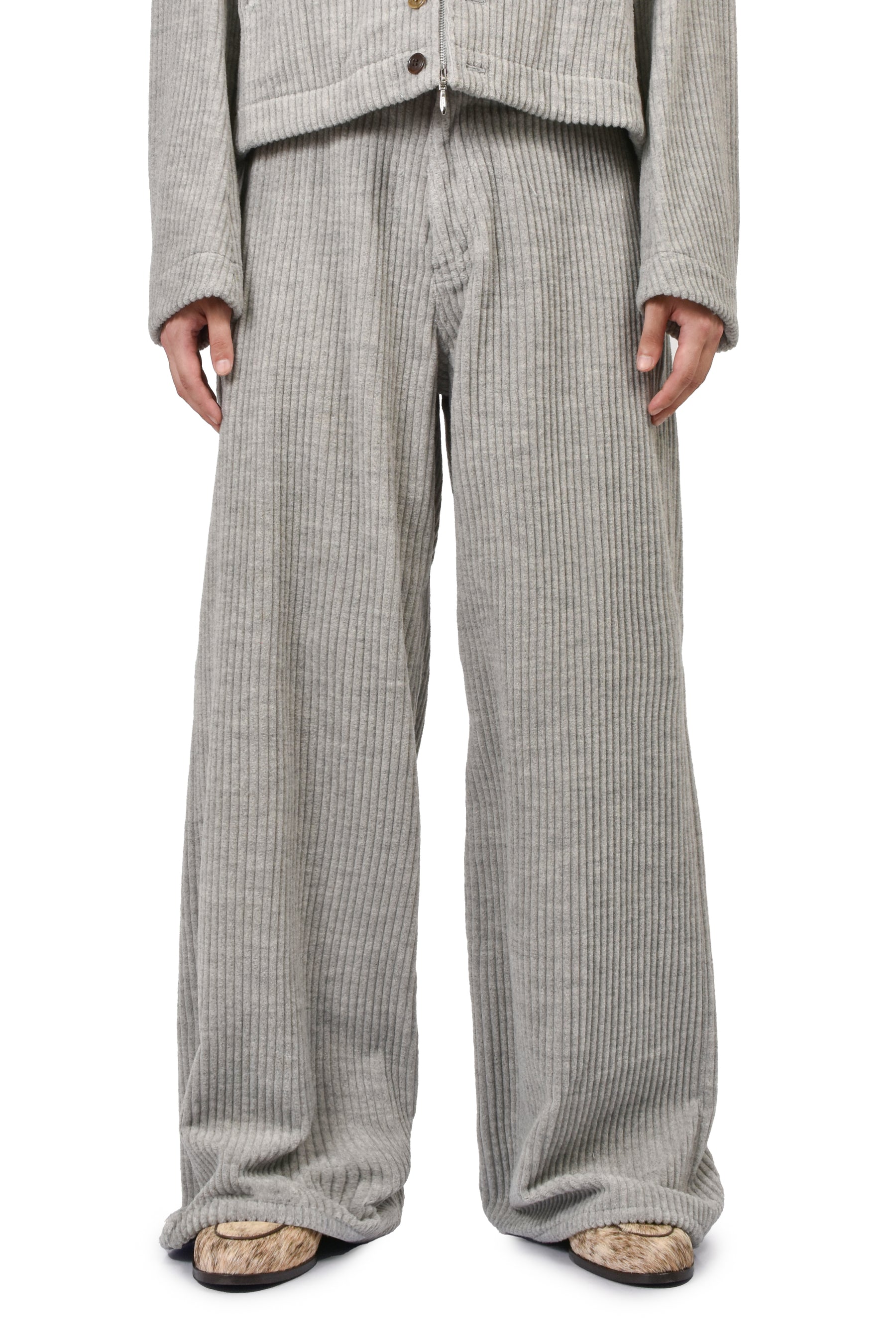 CORDUROY WIDE TROUSERS / HEATHER GRY