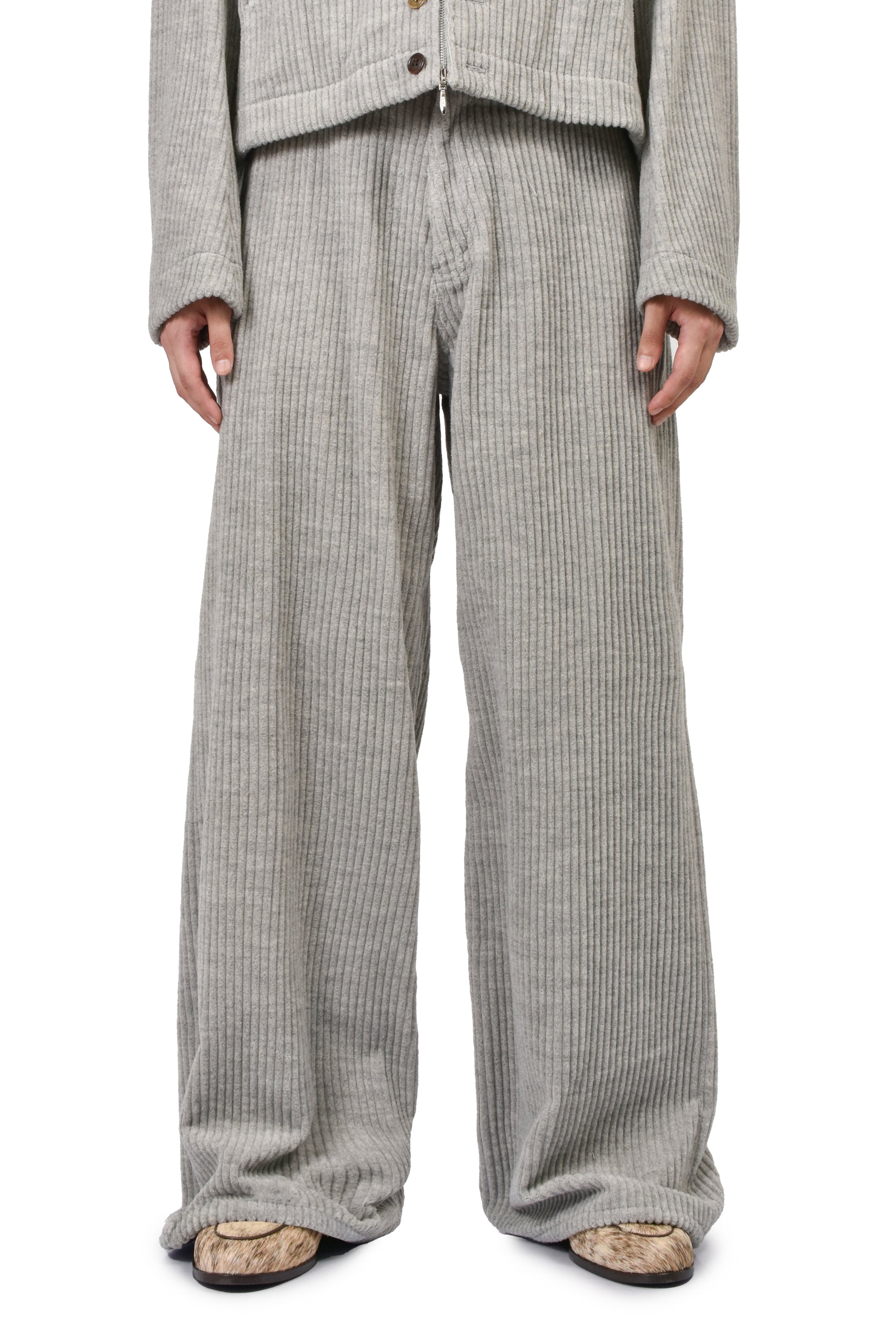 CORDUROY WIDE TROUSERS / HEATHER GRY