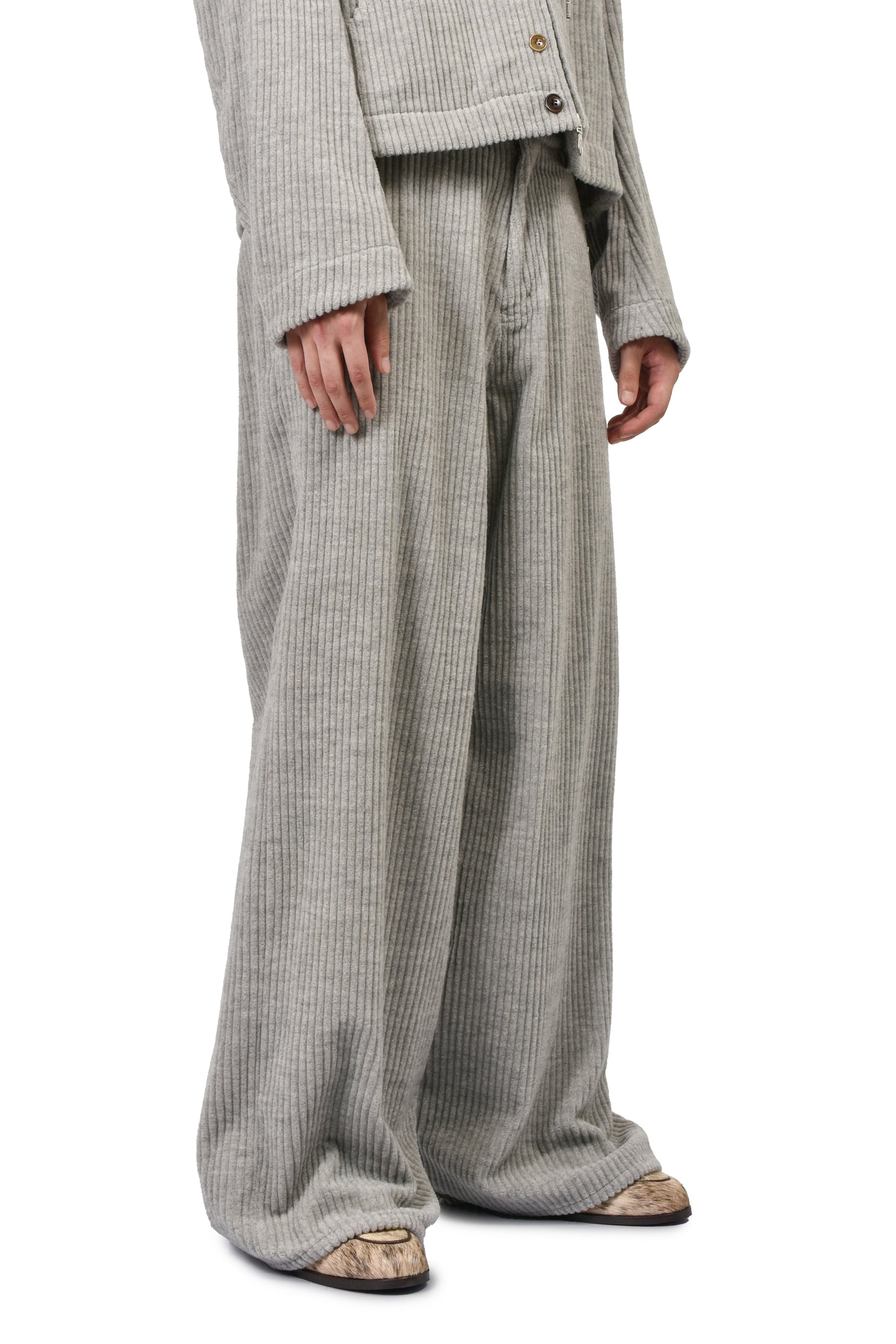 CORDUROY WIDE TROUSERS / HEATHER GRY