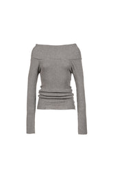 SILHOUETTE OPEN-SHOULDER KNIT / GRY