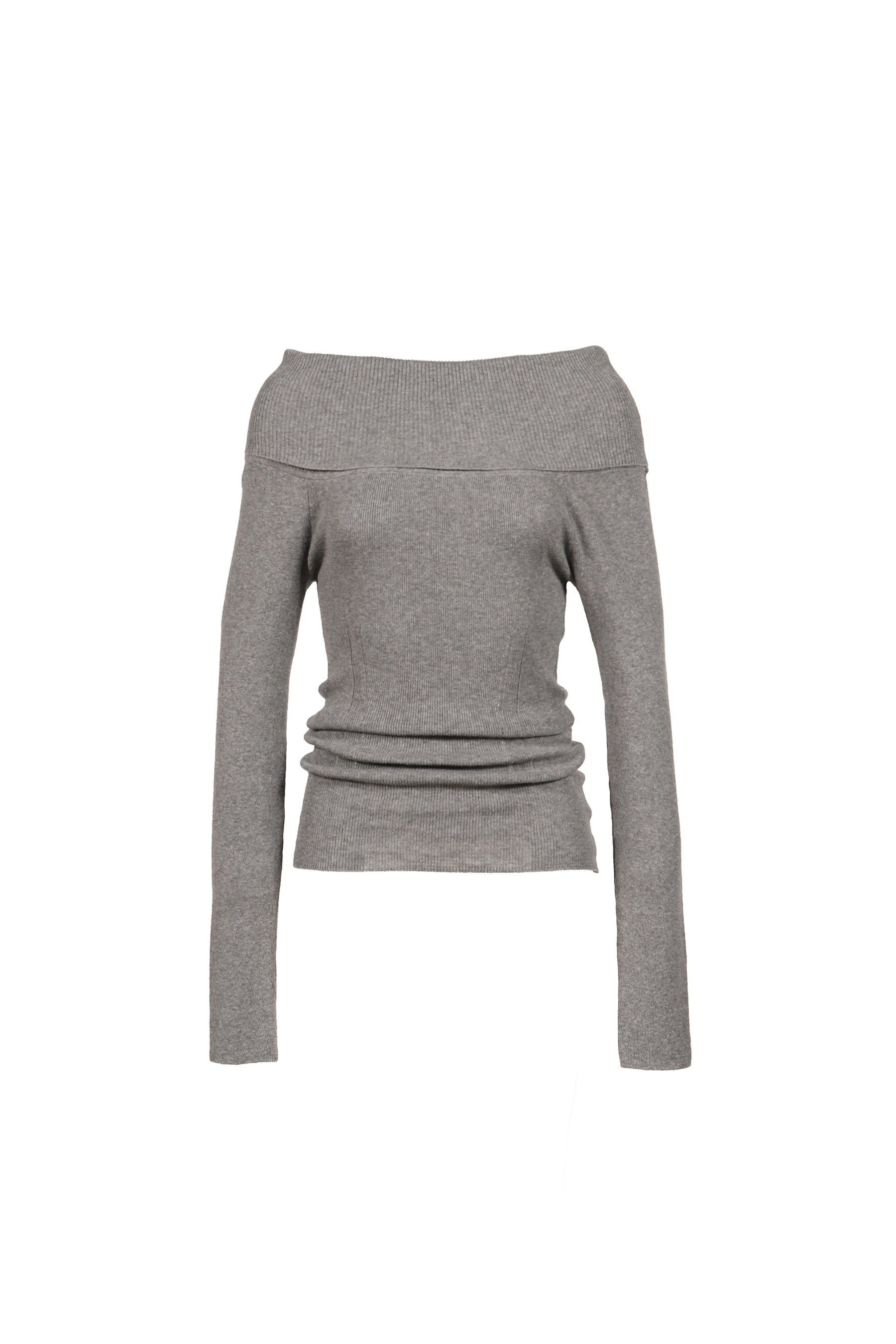 SILHOUETTE OPEN-SHOULDER KNIT / GRY