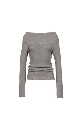 SILHOUETTE OPEN-SHOULDER KNIT / GRY