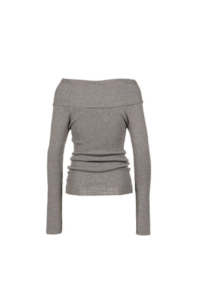 SILHOUETTE OPEN-SHOULDER KNIT / GRY