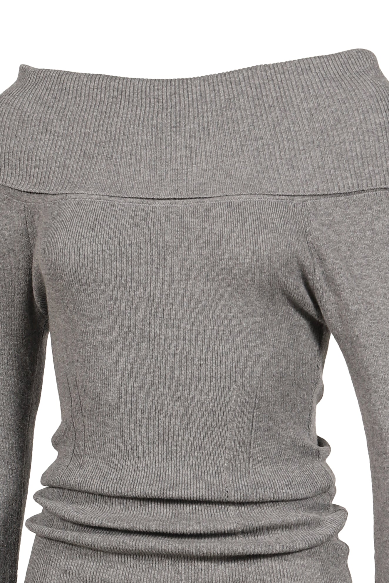 SILHOUETTE OPEN-SHOULDER KNIT / GRY