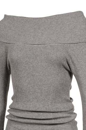 SILHOUETTE OPEN-SHOULDER KNIT / GRY
