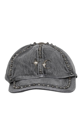 STUDDED DENIM CAP / BLK