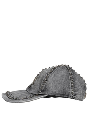 STUDDED DENIM CAP / BLK