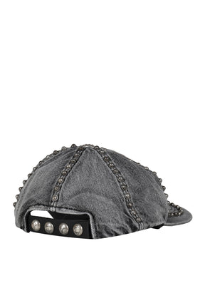STUDDED DENIM CAP / BLK