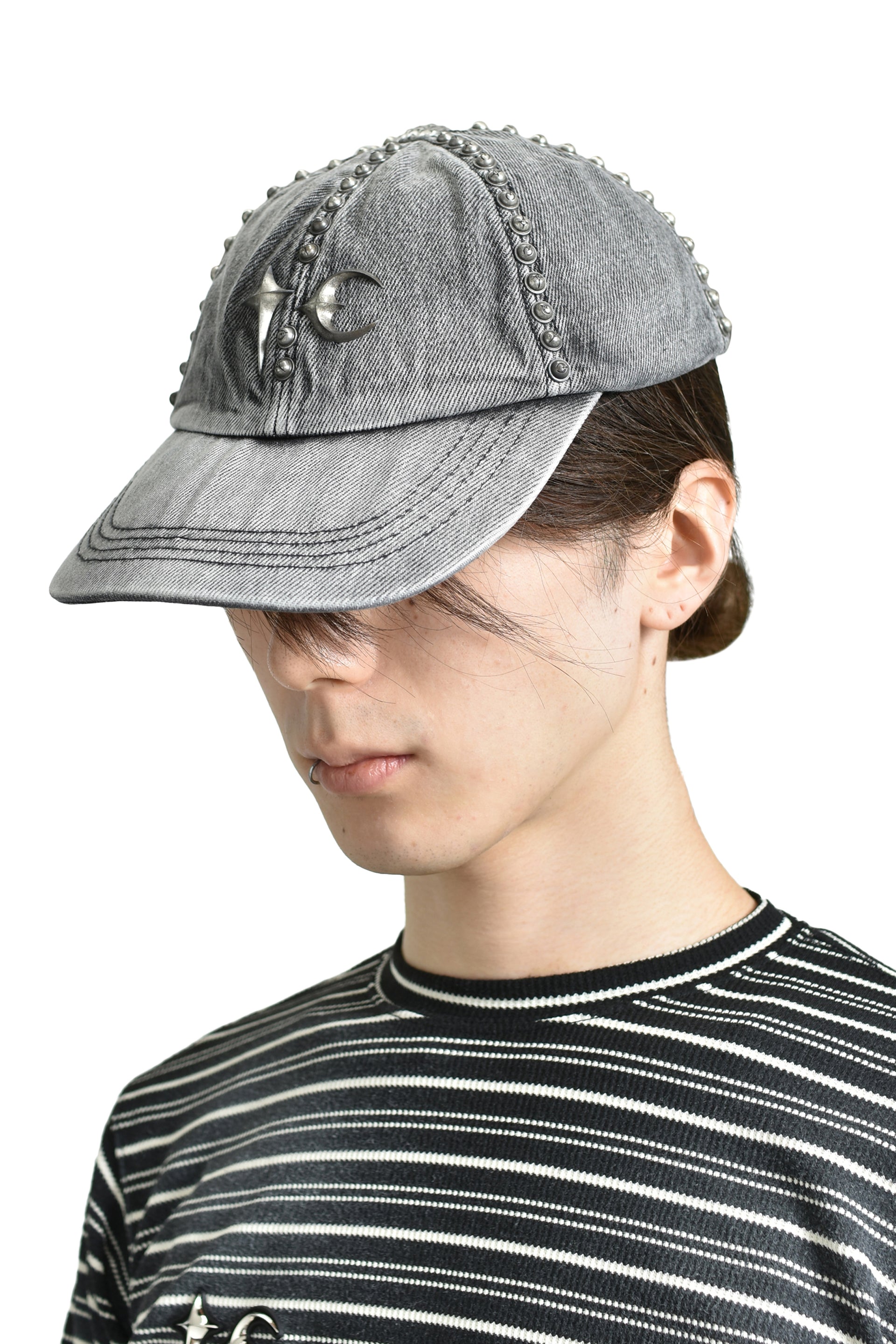 STUDDED DENIM CAP / BLK