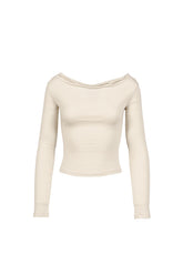 FLOW NECK DRAPE LONG SLEEVE / BEG