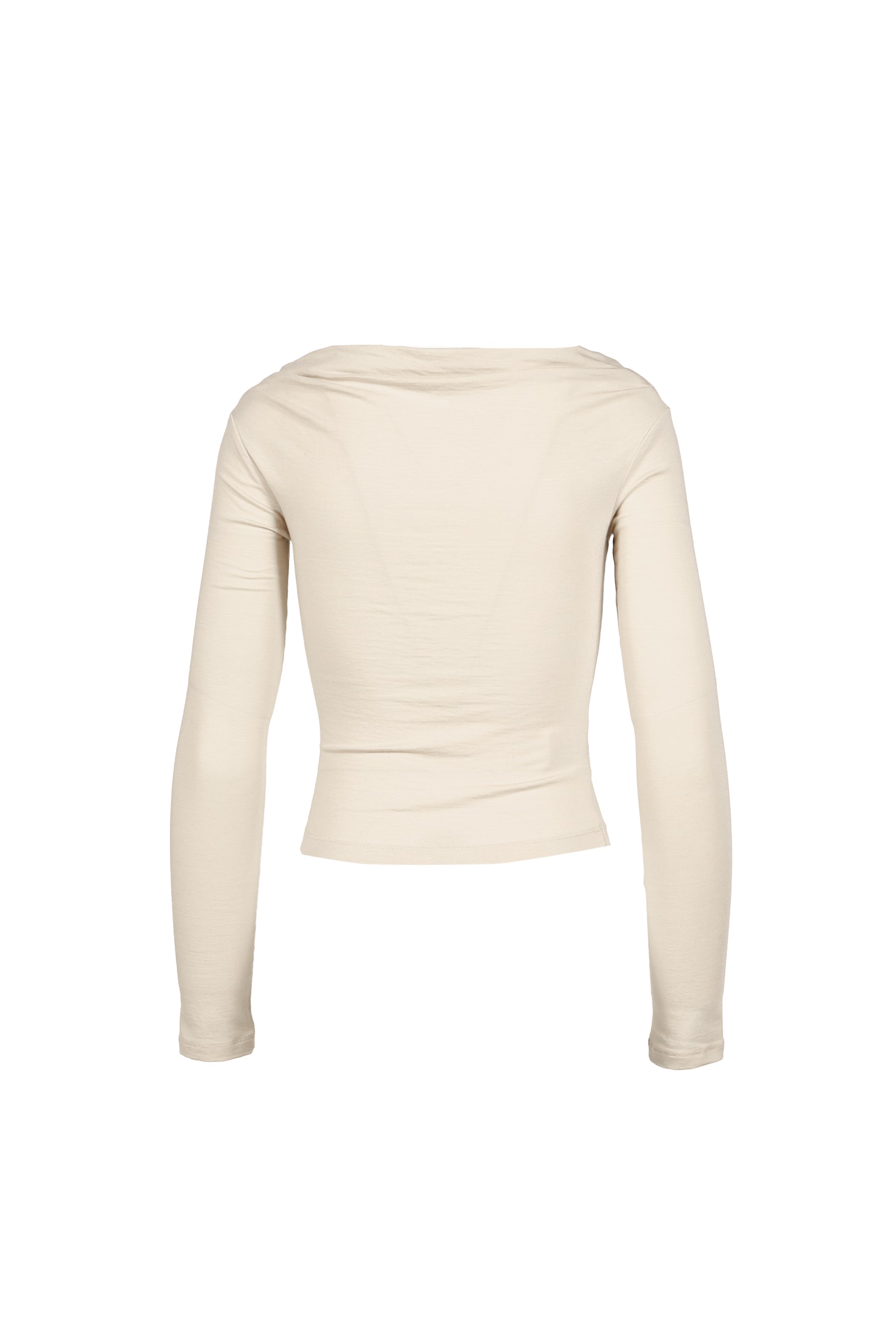 FLOW NECK DRAPE LONG SLEEVE / BEG