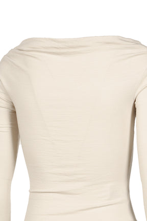 FLOW NECK DRAPE LONG SLEEVE / BEG