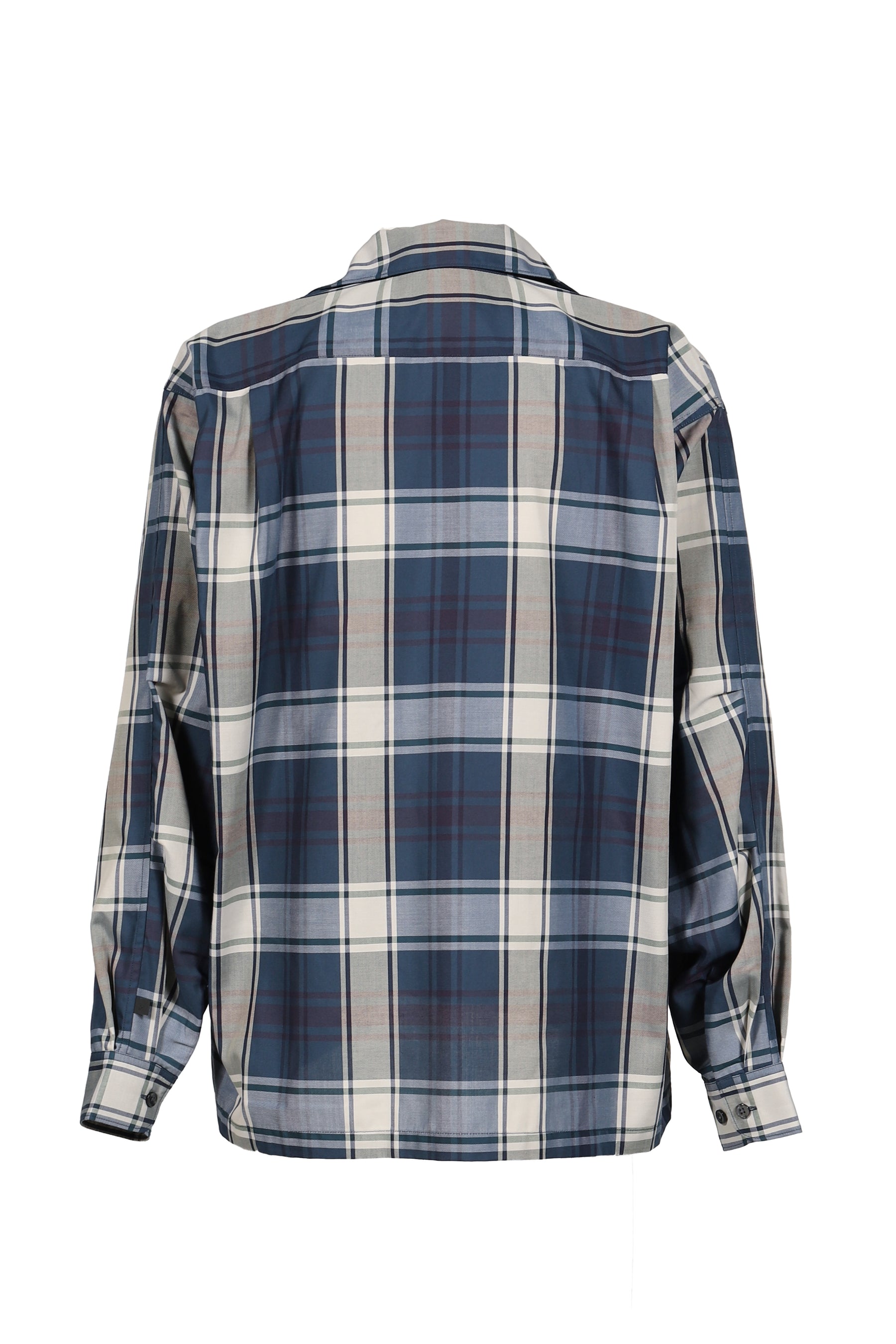 TECH SPORTS OPEN COLLAR SHIRT L/S BIG TARTAN / D.NVY