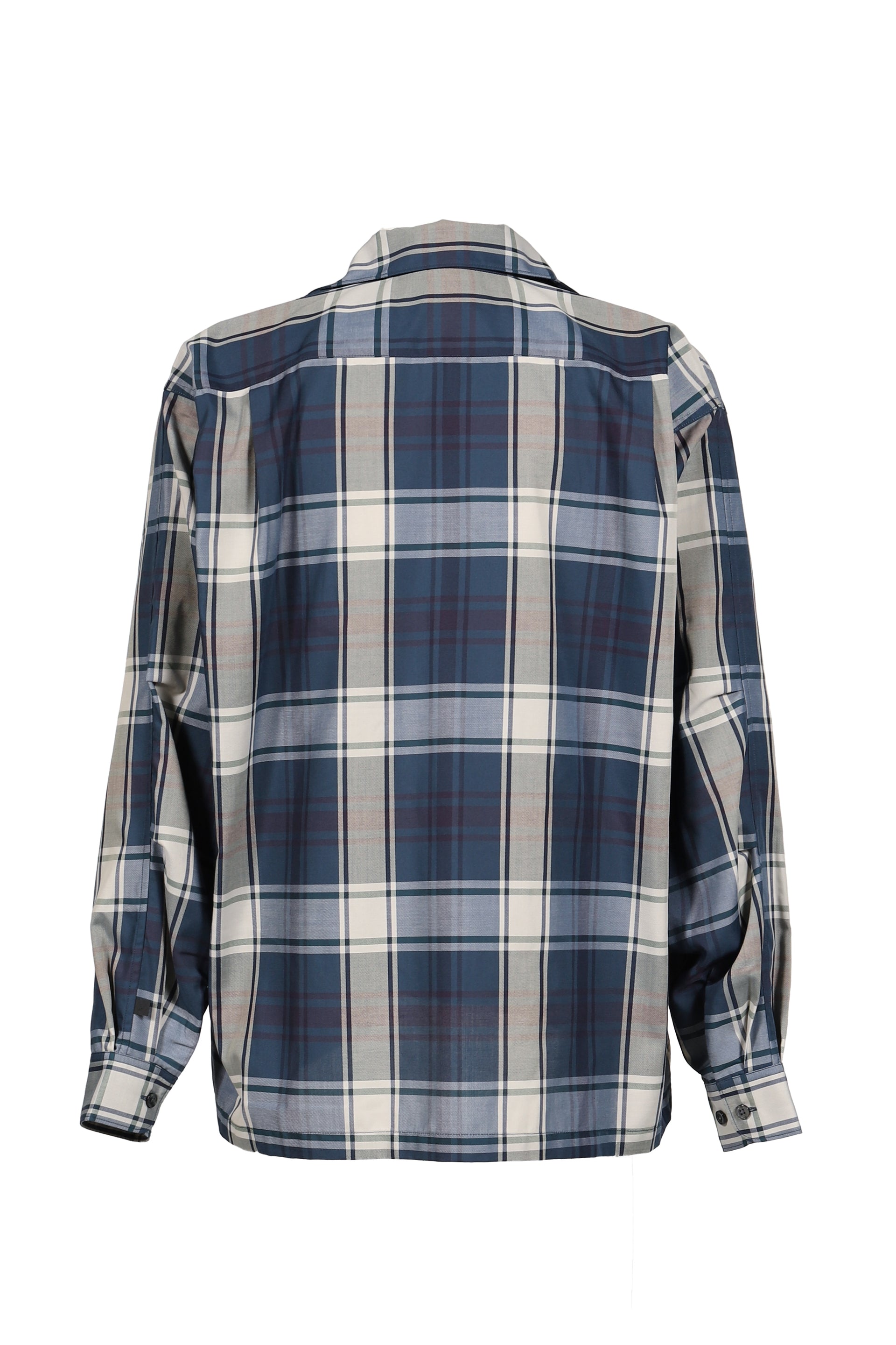 TECH SPORTS OPEN COLLAR SHIRT L/S BIG TARTAN / D.NVY