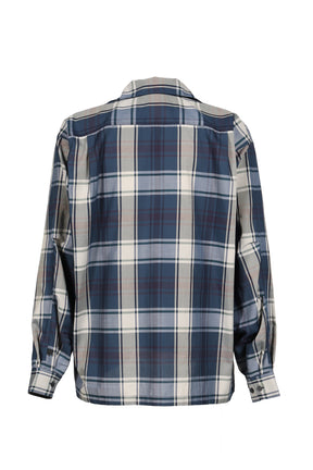 TECH SPORTS OPEN COLLAR SHIRT L/S BIG TARTAN / D.NVY