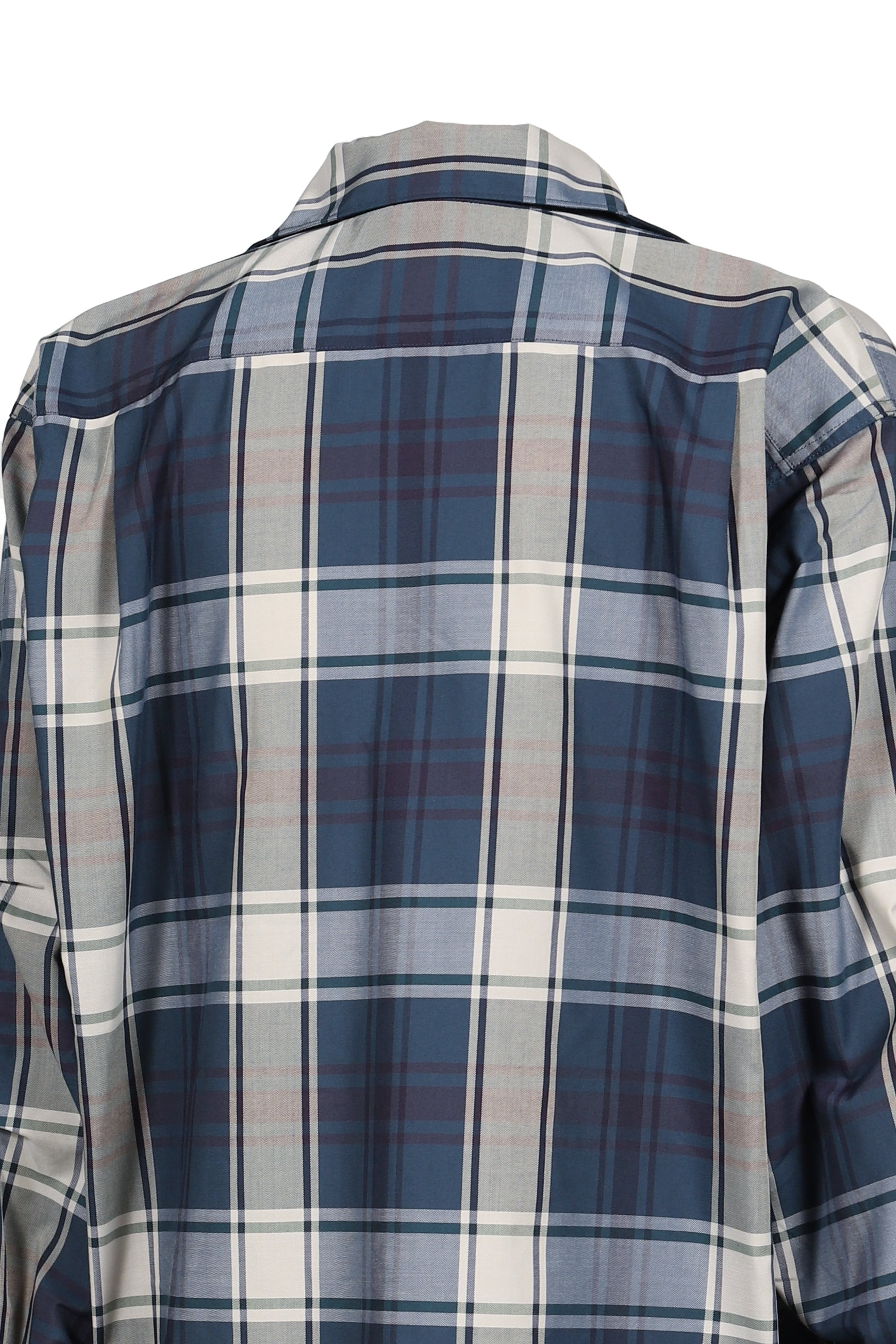 TECH SPORTS OPEN COLLAR SHIRT L/S BIG TARTAN / D.NVY
