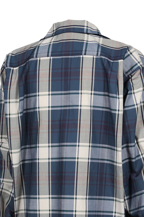TECH SPORTS OPEN COLLAR SHIRT L/S BIG TARTAN / D.NVY