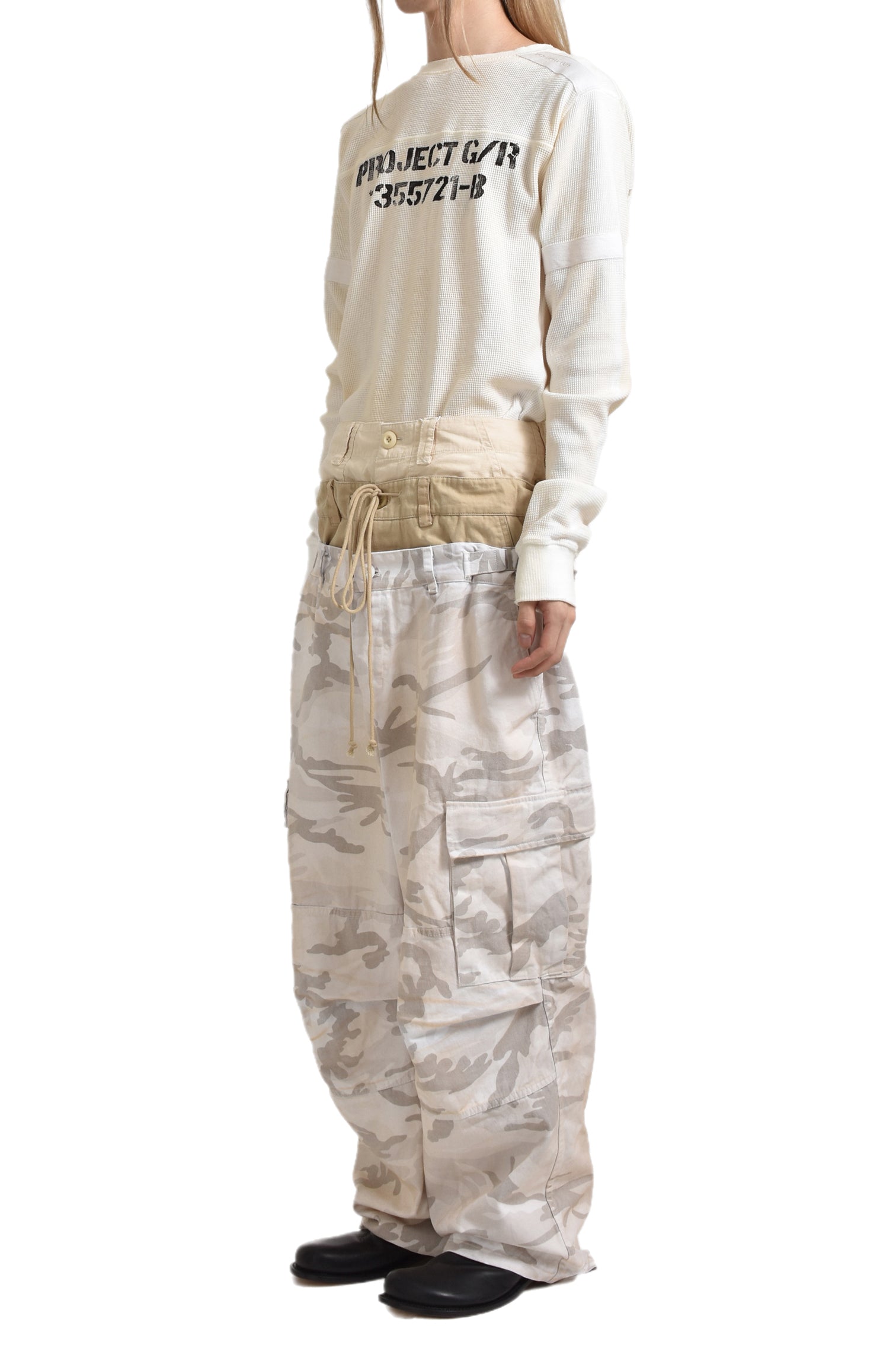 3 LAYERD CARGO PANTS / WHT CAMO