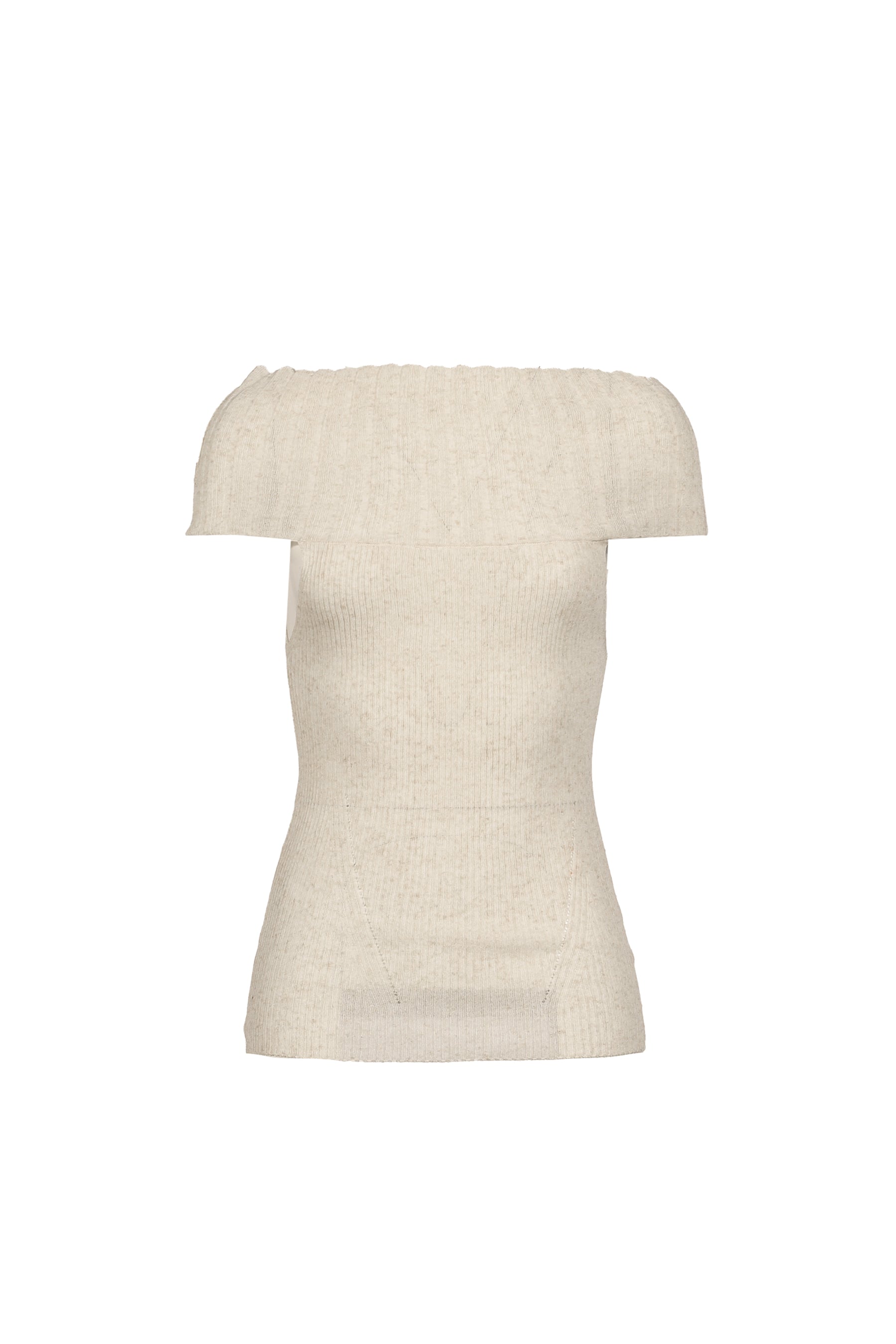 LINEN OFF-SHOULDER KNIT / BEG