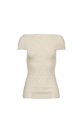 LINEN OFF-SHOULDER KNIT / BEG