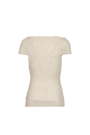 LINEN OFF-SHOULDER KNIT / BEG