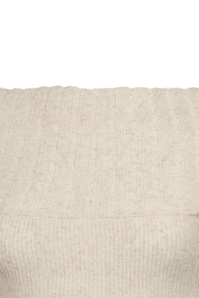 LINEN OFF-SHOULDER KNIT / BEG