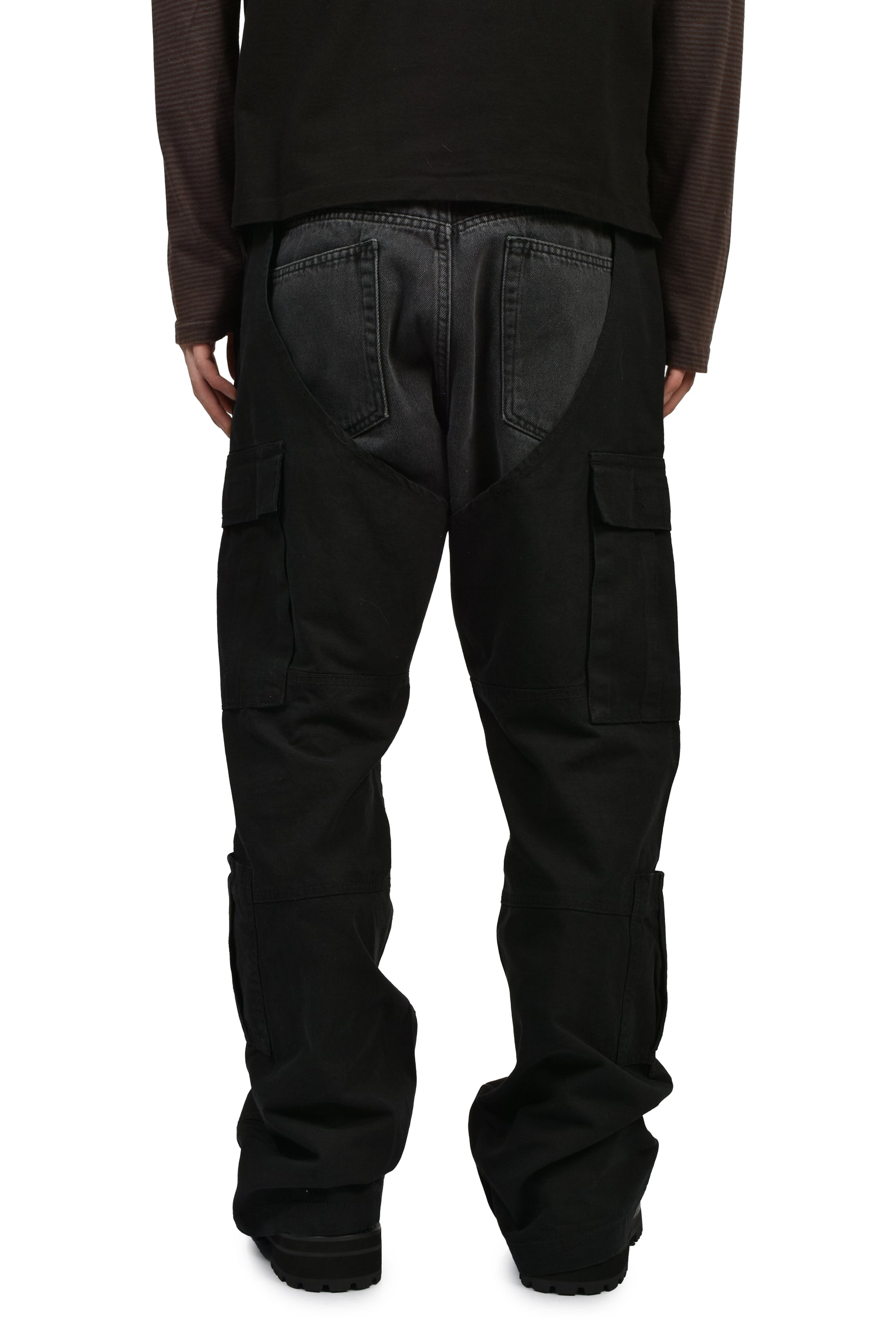 BIKER CARGO DENIM PANTS / BLK & BLK