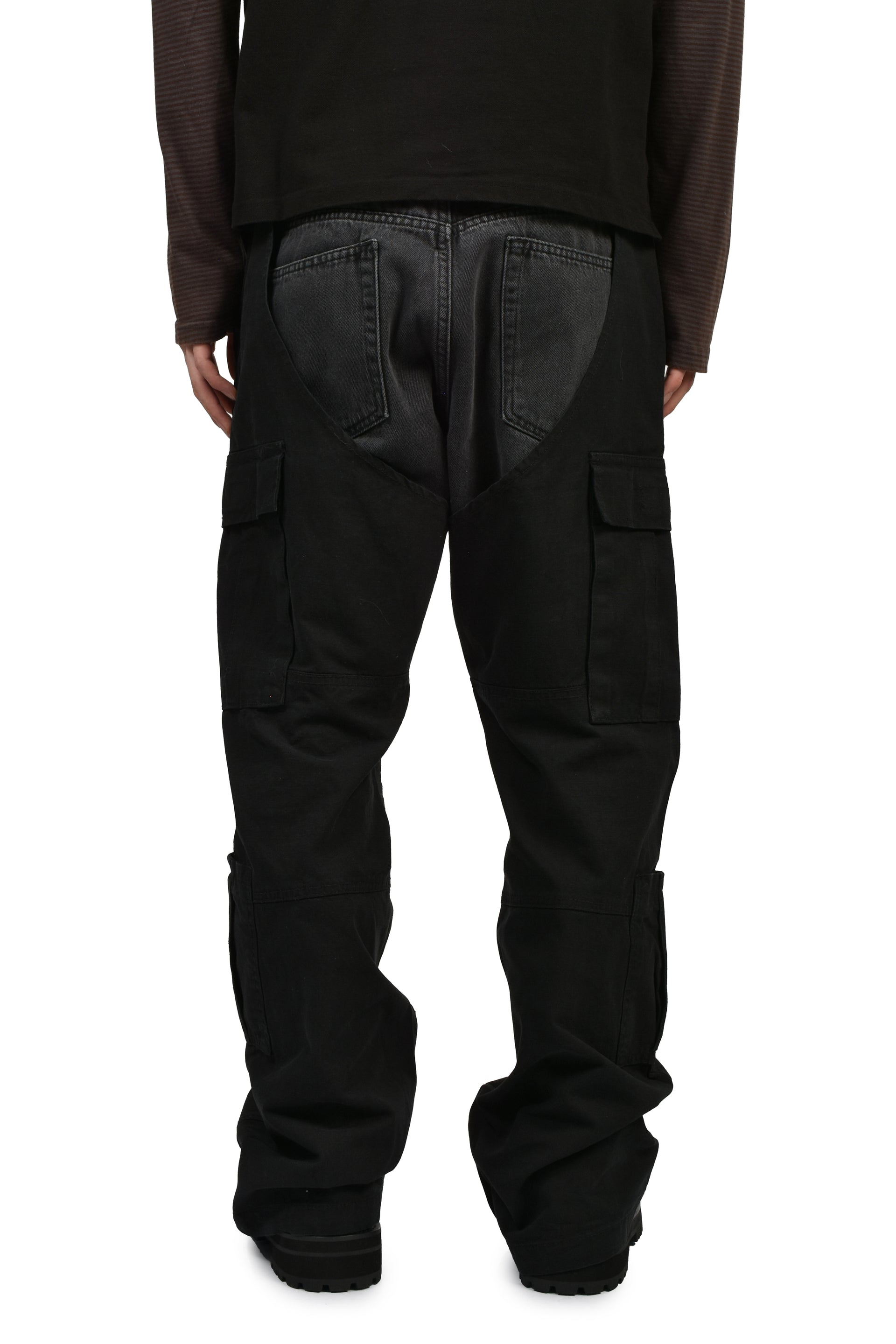BIKER CARGO DENIM PANTS / BLK & BLK
