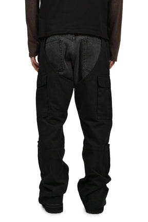 BIKER CARGO DENIM PANTS / BLK & BLK