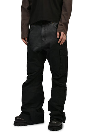 BIKER CARGO DENIM PANTS / BLK & BLK