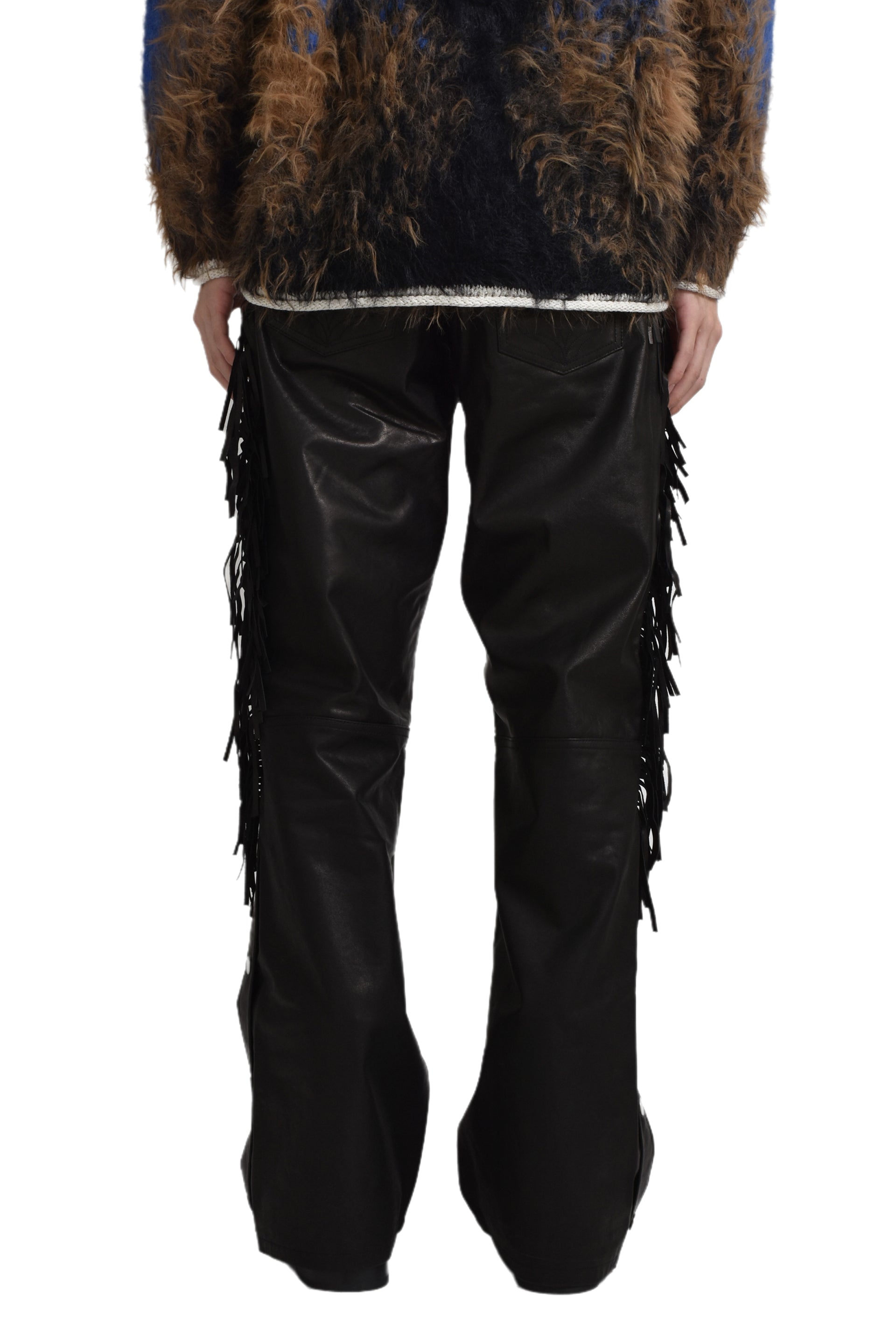 JUN/NAKAYAMA LEATHER FRINGE PANTS / BLK