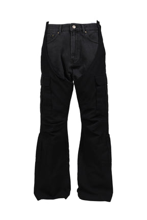 BIKER CARGO DENIM PANTS / BLK & BLK