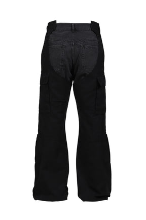 BIKER CARGO DENIM PANTS / BLK & BLK