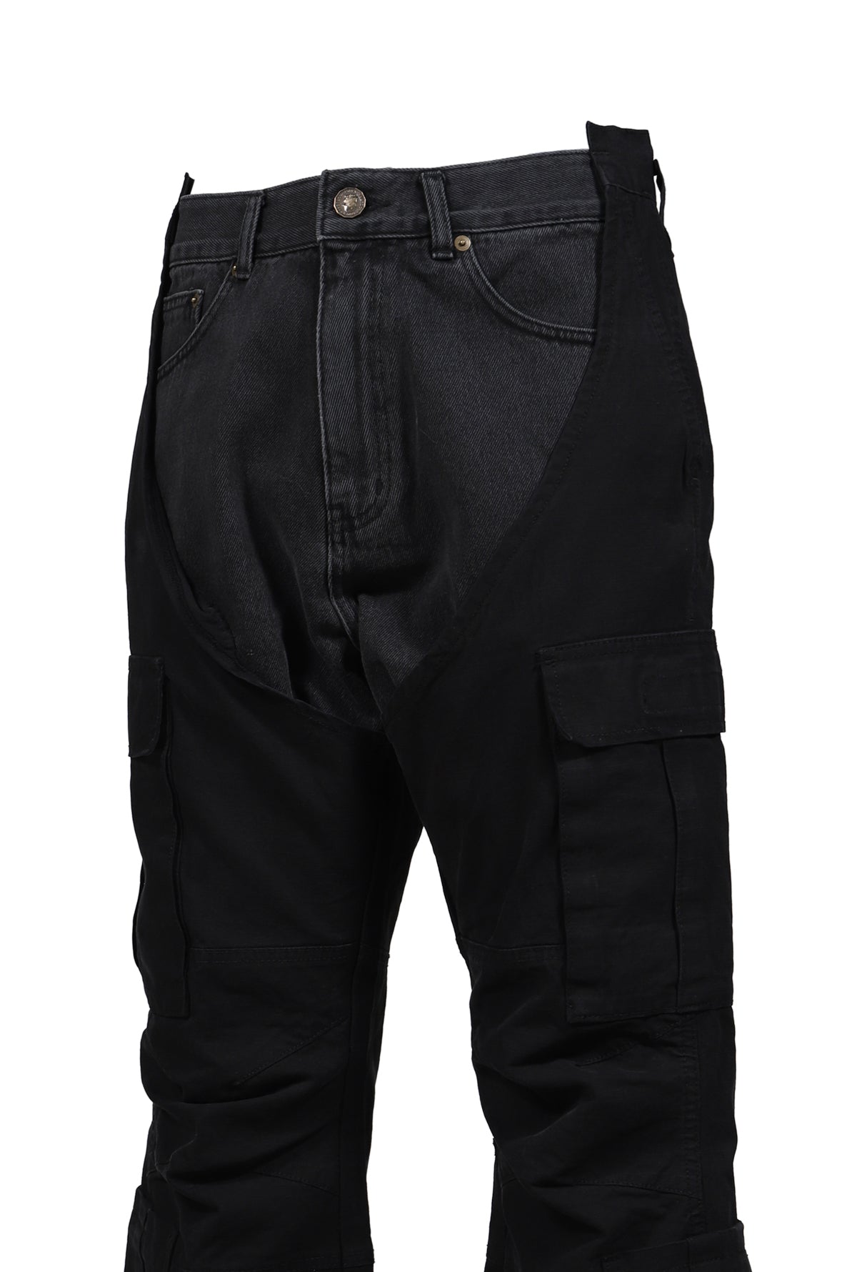 BIKER CARGO DENIM PANTS / BLK & BLK