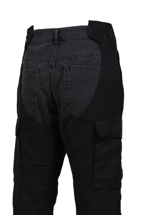 BIKER CARGO DENIM PANTS / BLK & BLK