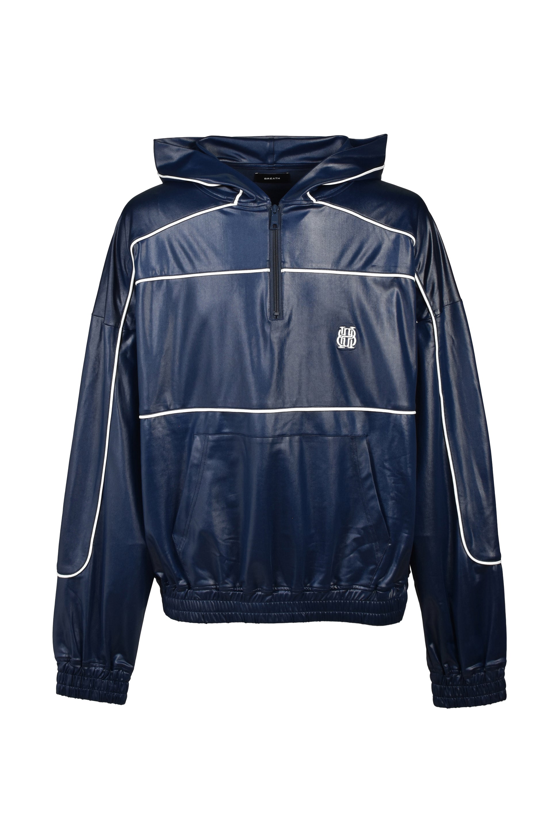 PIPING COATING HALF ZIP HOODIE / NVY
