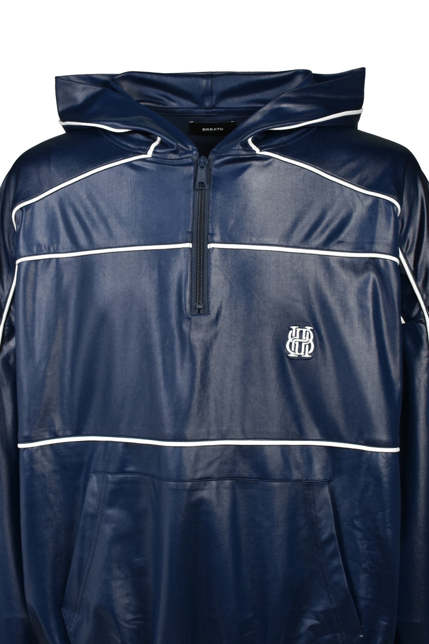 PIPING COATING HALF ZIP HOODIE / NVY